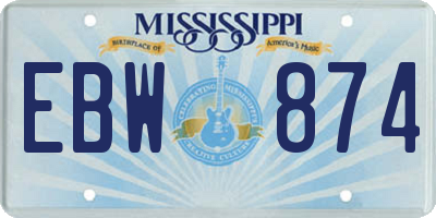 MS license plate EBW874