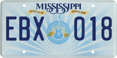 MS license plate EBX018