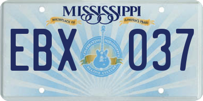 MS license plate EBX037