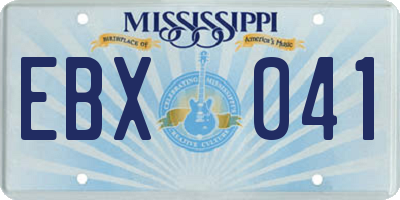 MS license plate EBX041