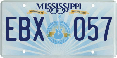 MS license plate EBX057