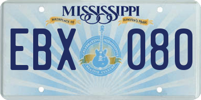 MS license plate EBX080