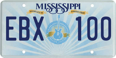 MS license plate EBX100