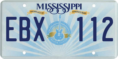 MS license plate EBX112