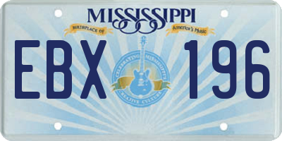 MS license plate EBX196