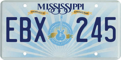 MS license plate EBX245