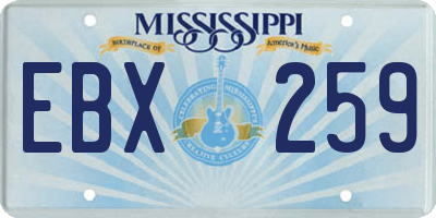 MS license plate EBX259