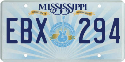 MS license plate EBX294