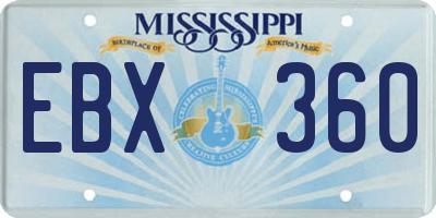 MS license plate EBX360