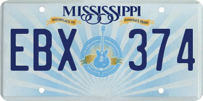 MS license plate EBX374
