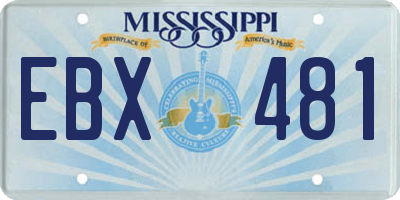 MS license plate EBX481