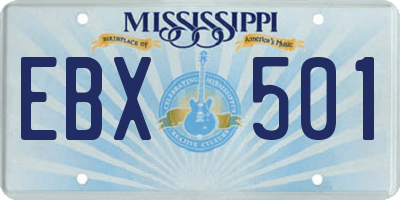 MS license plate EBX501