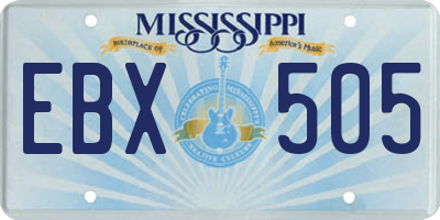 MS license plate EBX505
