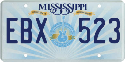 MS license plate EBX523