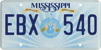 MS license plate EBX540