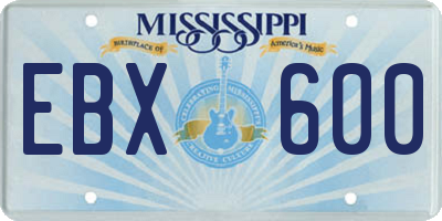 MS license plate EBX600