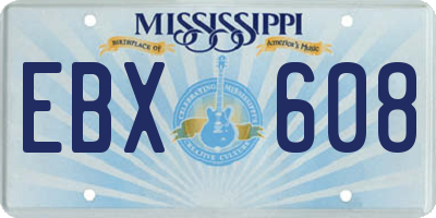 MS license plate EBX608