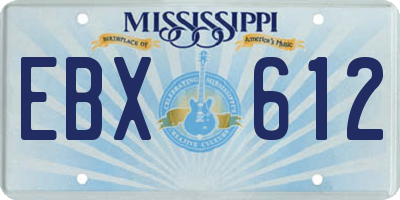 MS license plate EBX612