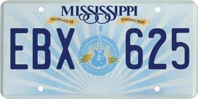 MS license plate EBX625