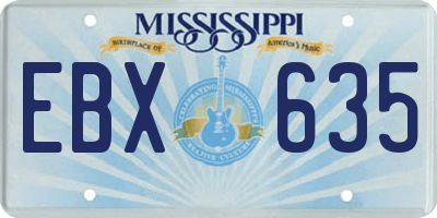 MS license plate EBX635