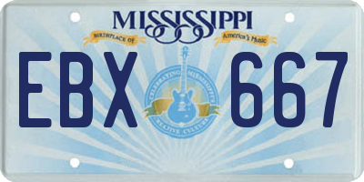 MS license plate EBX667