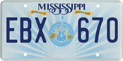 MS license plate EBX670