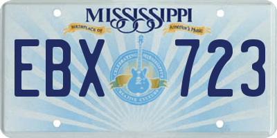 MS license plate EBX723