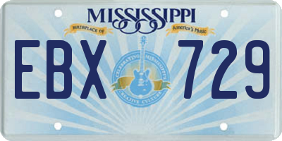 MS license plate EBX729