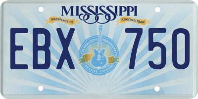 MS license plate EBX750