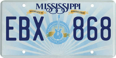 MS license plate EBX868
