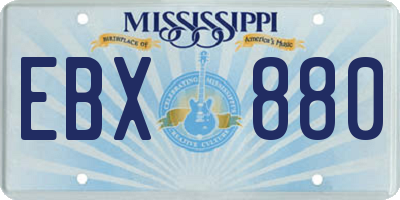 MS license plate EBX880