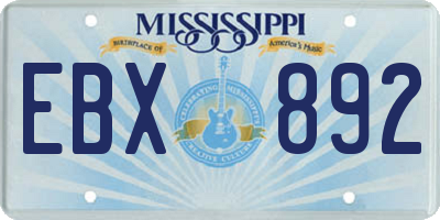 MS license plate EBX892