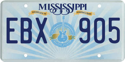 MS license plate EBX905