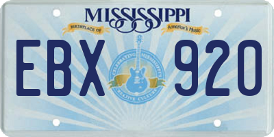 MS license plate EBX920