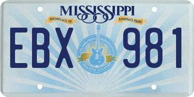 MS license plate EBX981