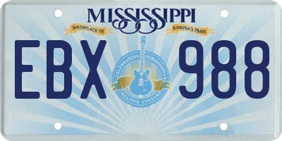 MS license plate EBX988