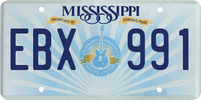 MS license plate EBX991