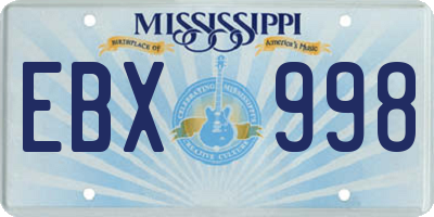 MS license plate EBX998