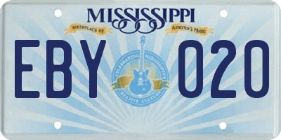 MS license plate EBY020