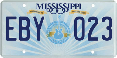 MS license plate EBY023