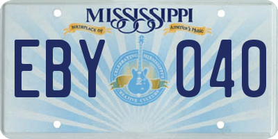 MS license plate EBY040