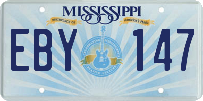MS license plate EBY147