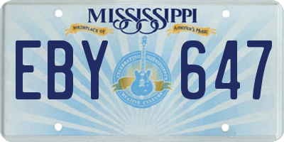 MS license plate EBY647