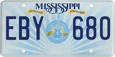 MS license plate EBY680