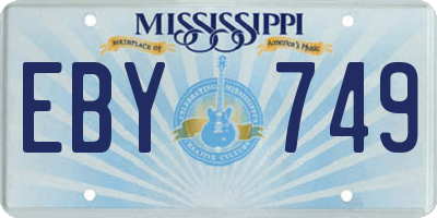 MS license plate EBY749