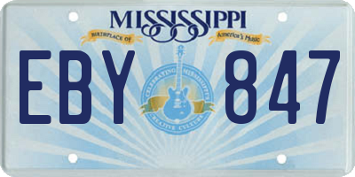 MS license plate EBY847
