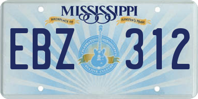 MS license plate EBZ312