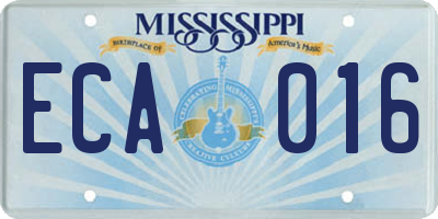 MS license plate ECA016