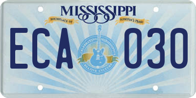 MS license plate ECA030