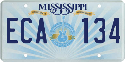 MS license plate ECA134